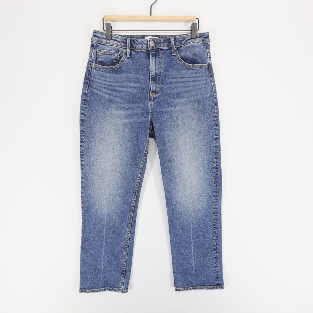 Driftwood Stella Jeans Womens 29 Blue Straight Leg High Rise Raw Hem Cropped